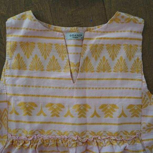 Grand Sleeveless V Neckline Printed Tiered Mini Dress Yellow Womens Size Small - Picture 3 of 7